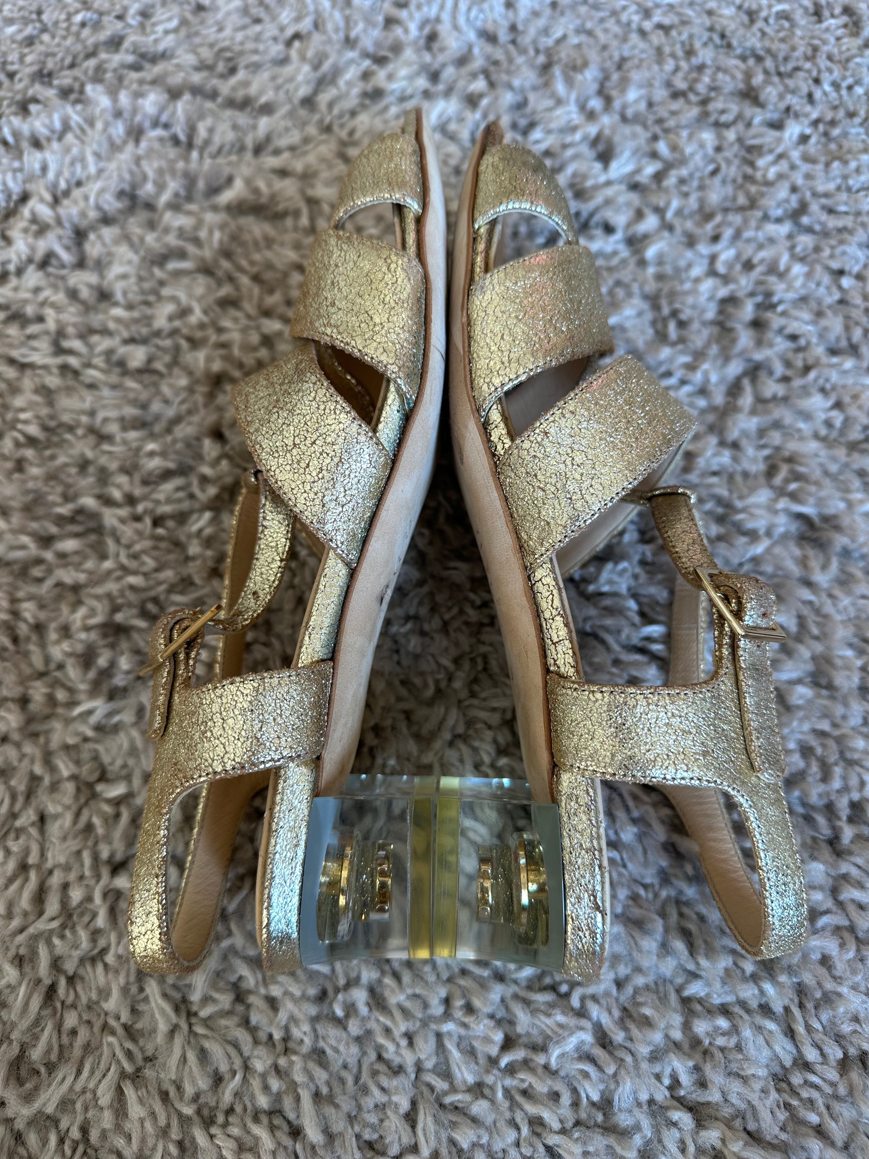 Chanel Metallic Block Heels (EU37)