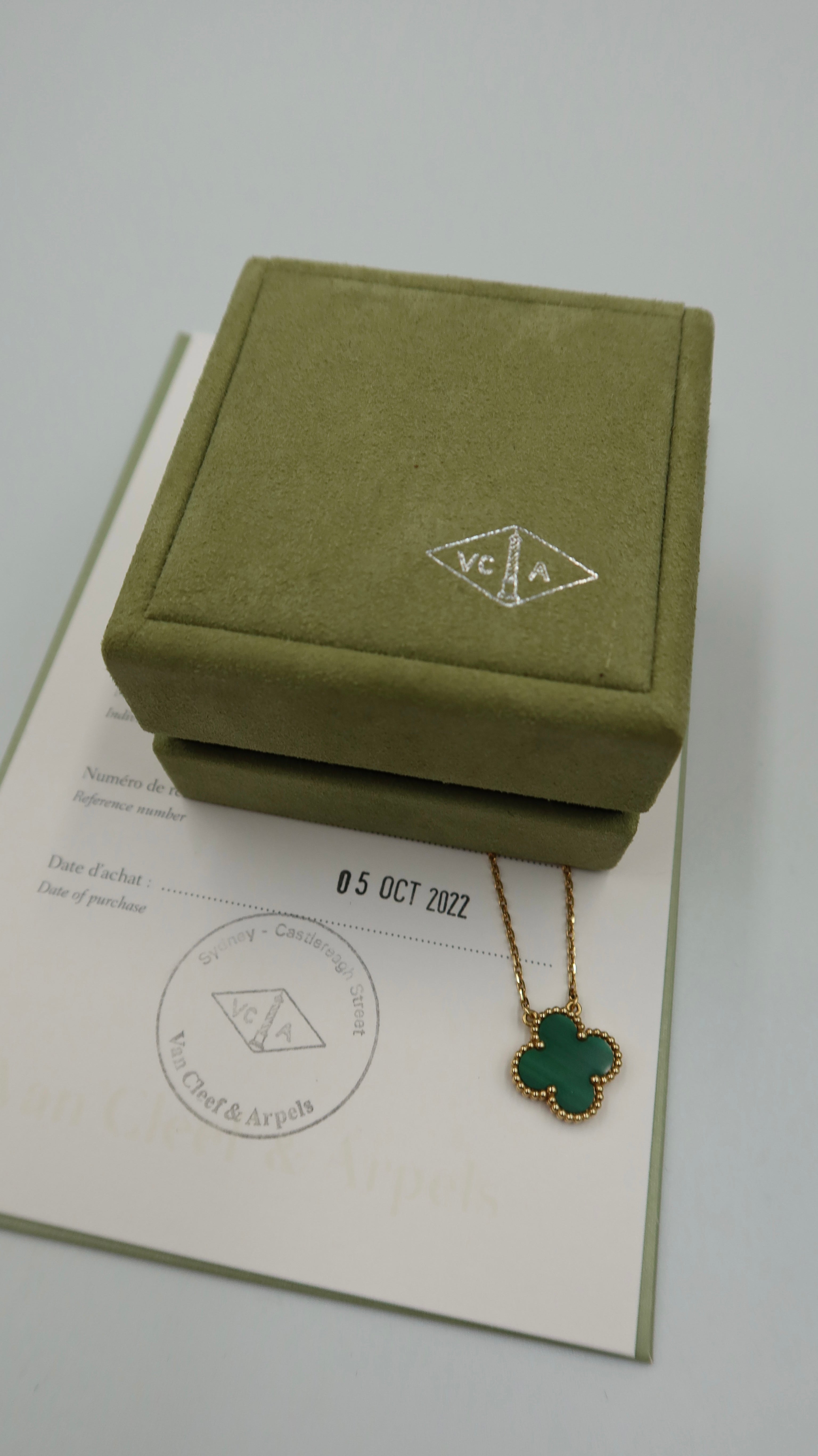 Van Cleef & Arpels Vintage Alhambra Malachite Necklace