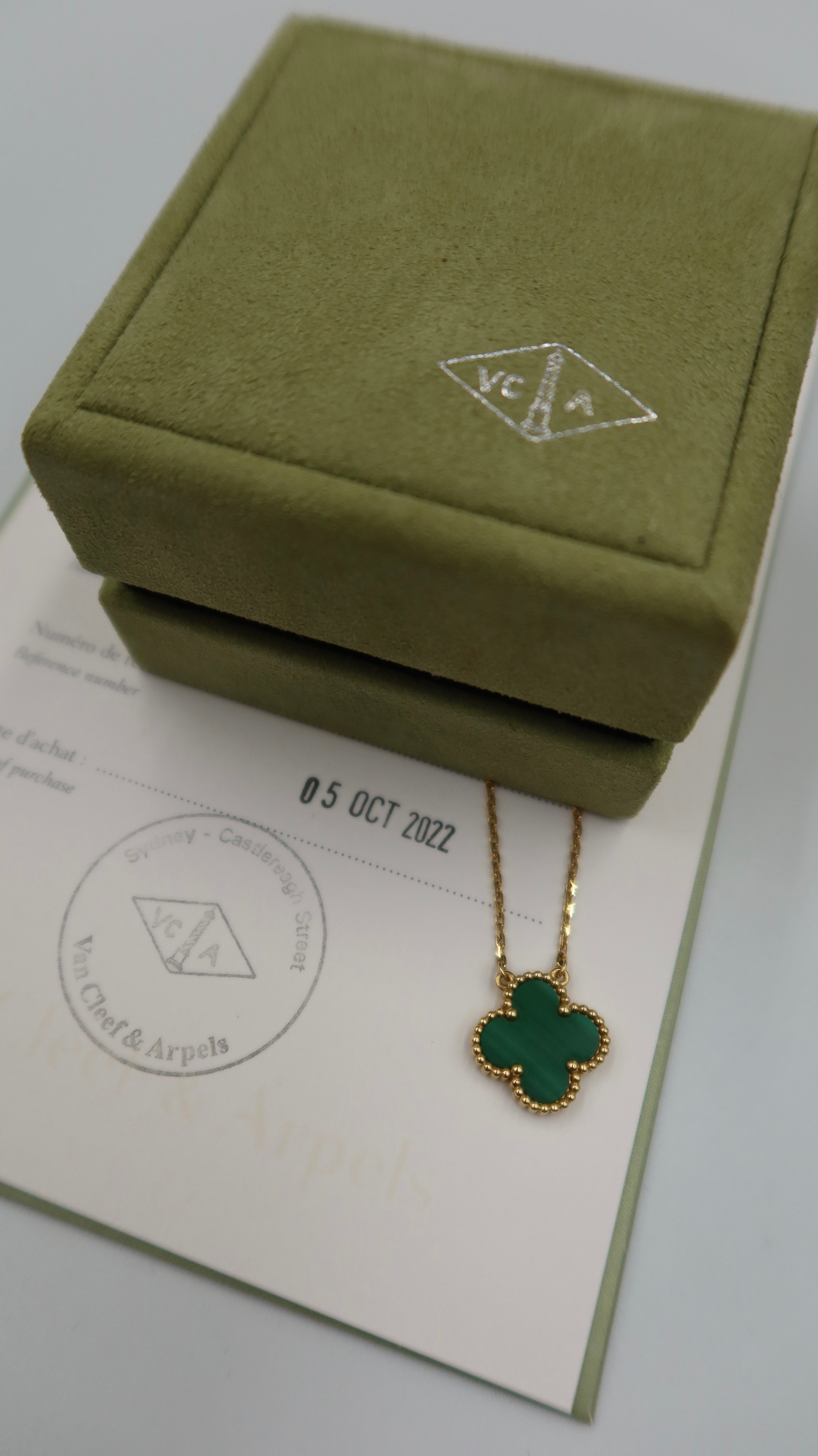 Van Cleef & Arpels Vintage Alhambra Malachite Necklace