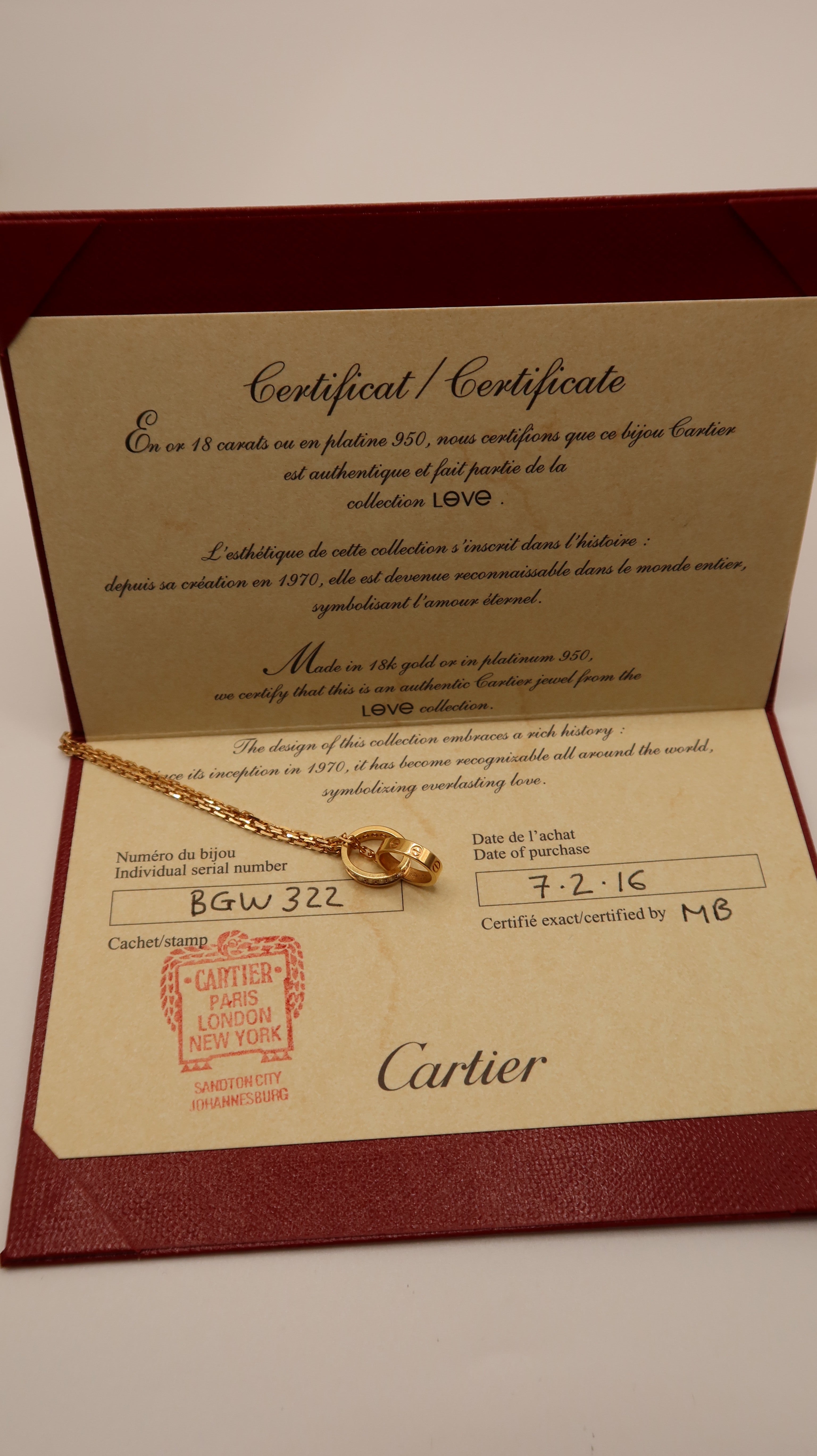 Cartier Baby Love Necklace (PG/with Diamonds)