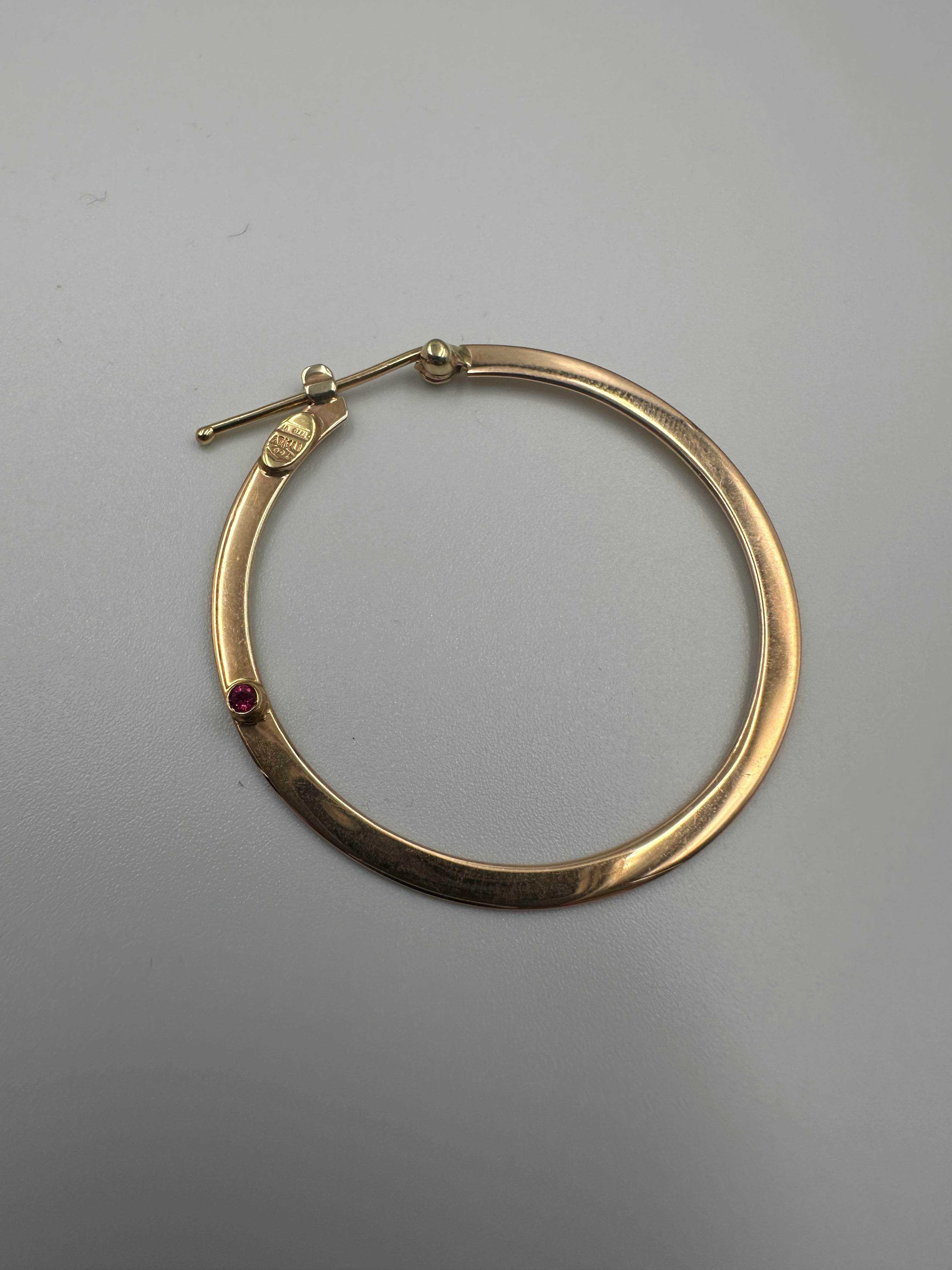 Solid 18K Yellow Gold Hoops with Precious Stone