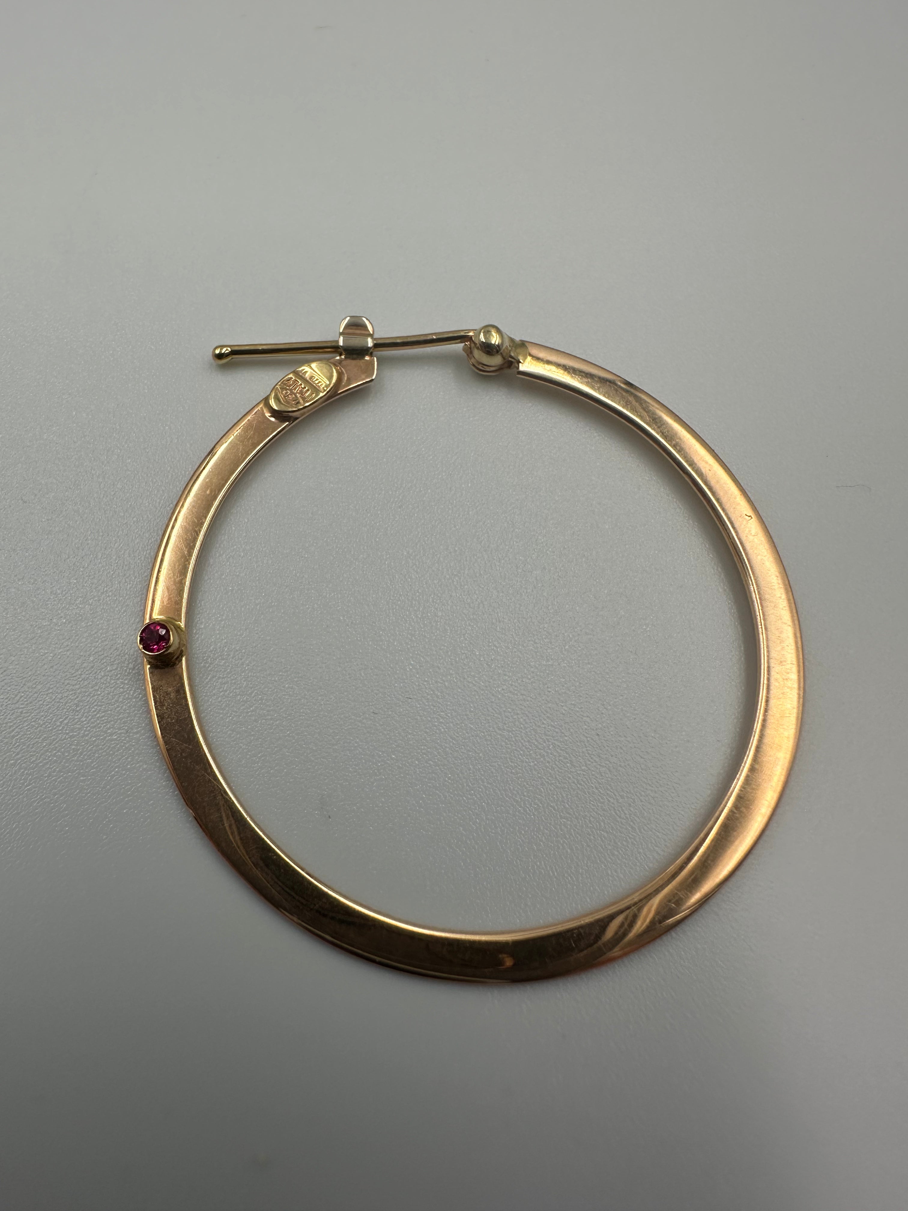 Solid 18K Yellow Gold Hoops with Precious Stone