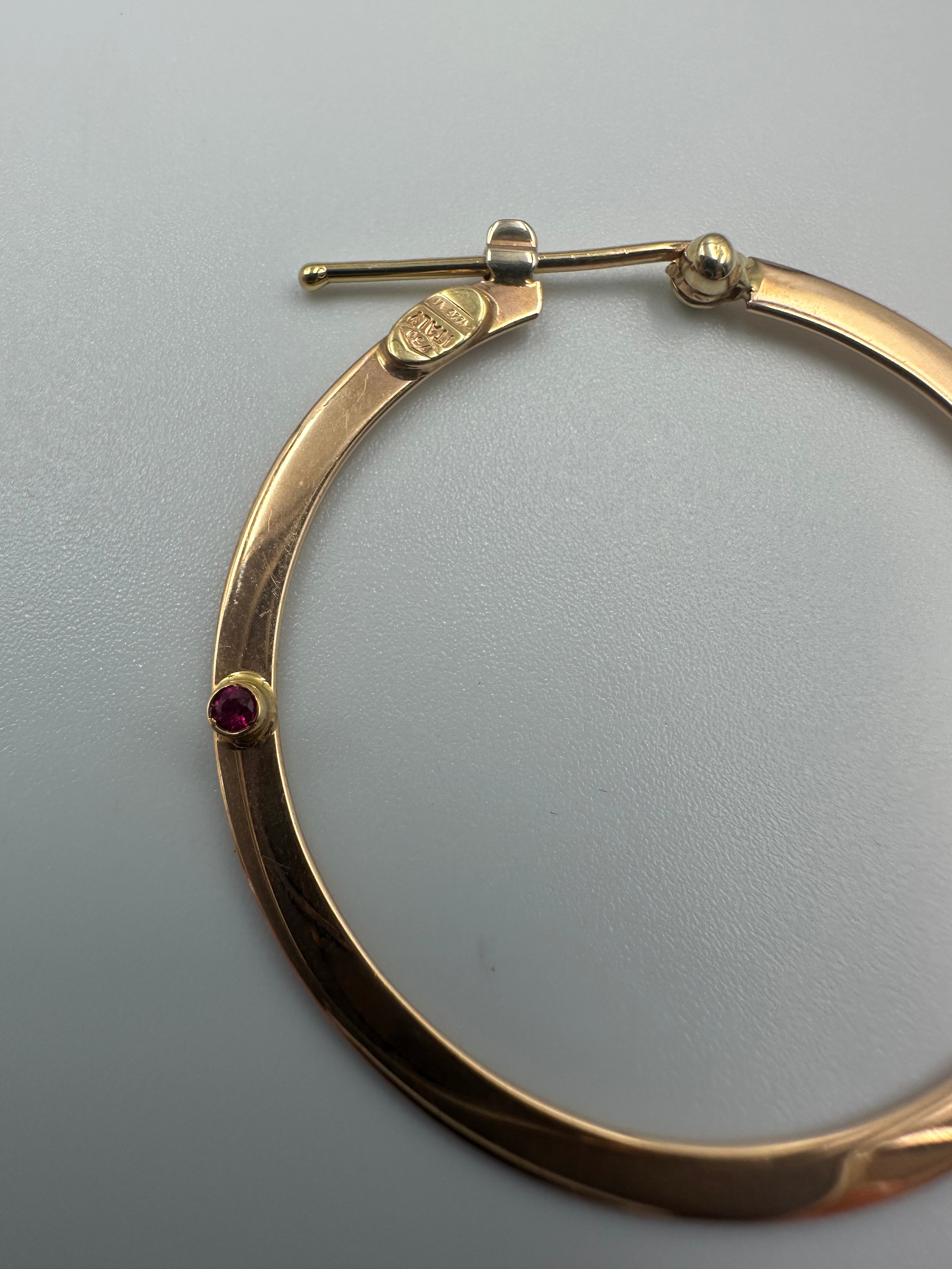 Solid 18K Yellow Gold Hoops with Precious Stone