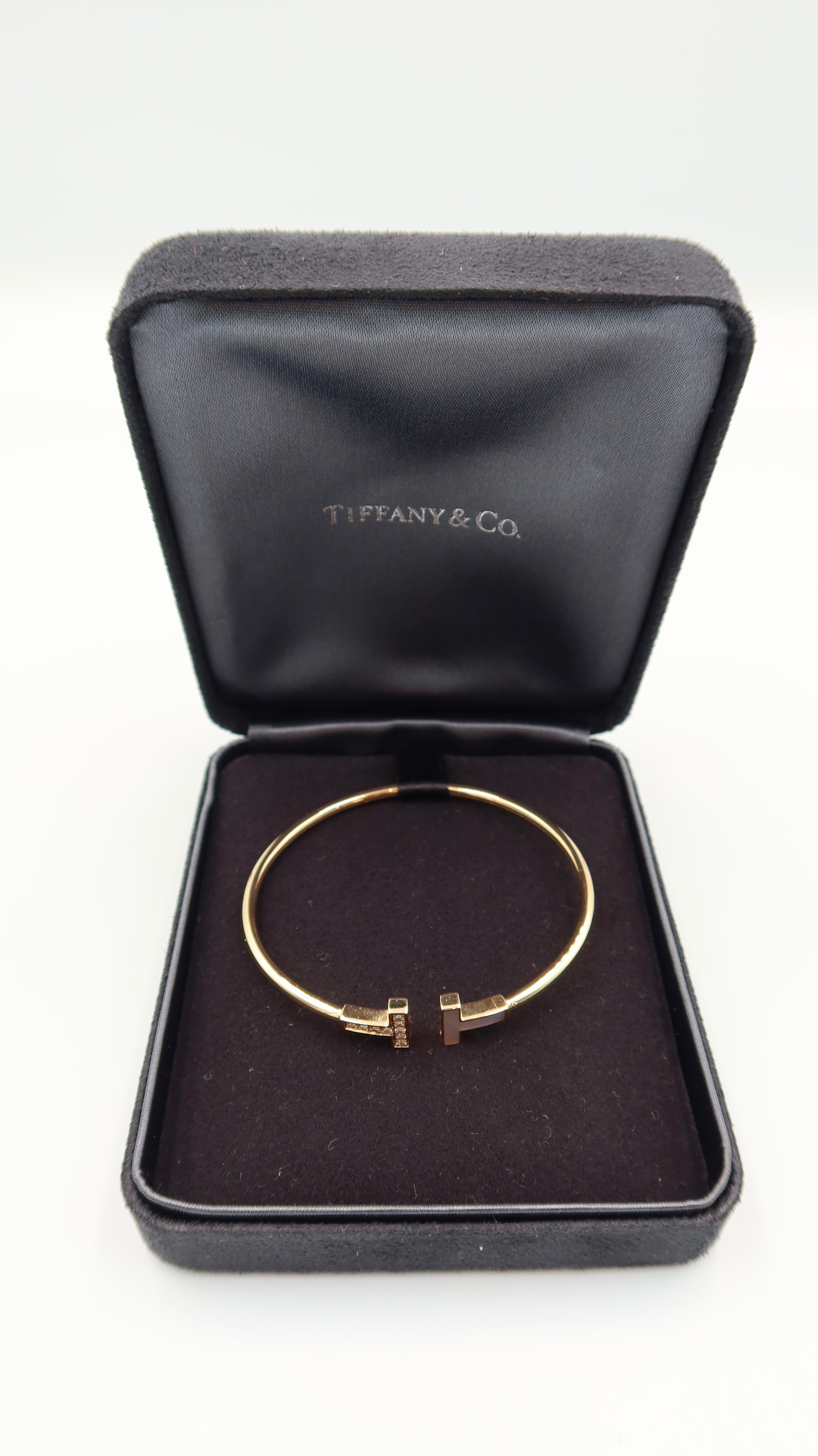 Tiffany & Co Tiffany T Bracelet (RG with Mother of Pearl & Diamonds)