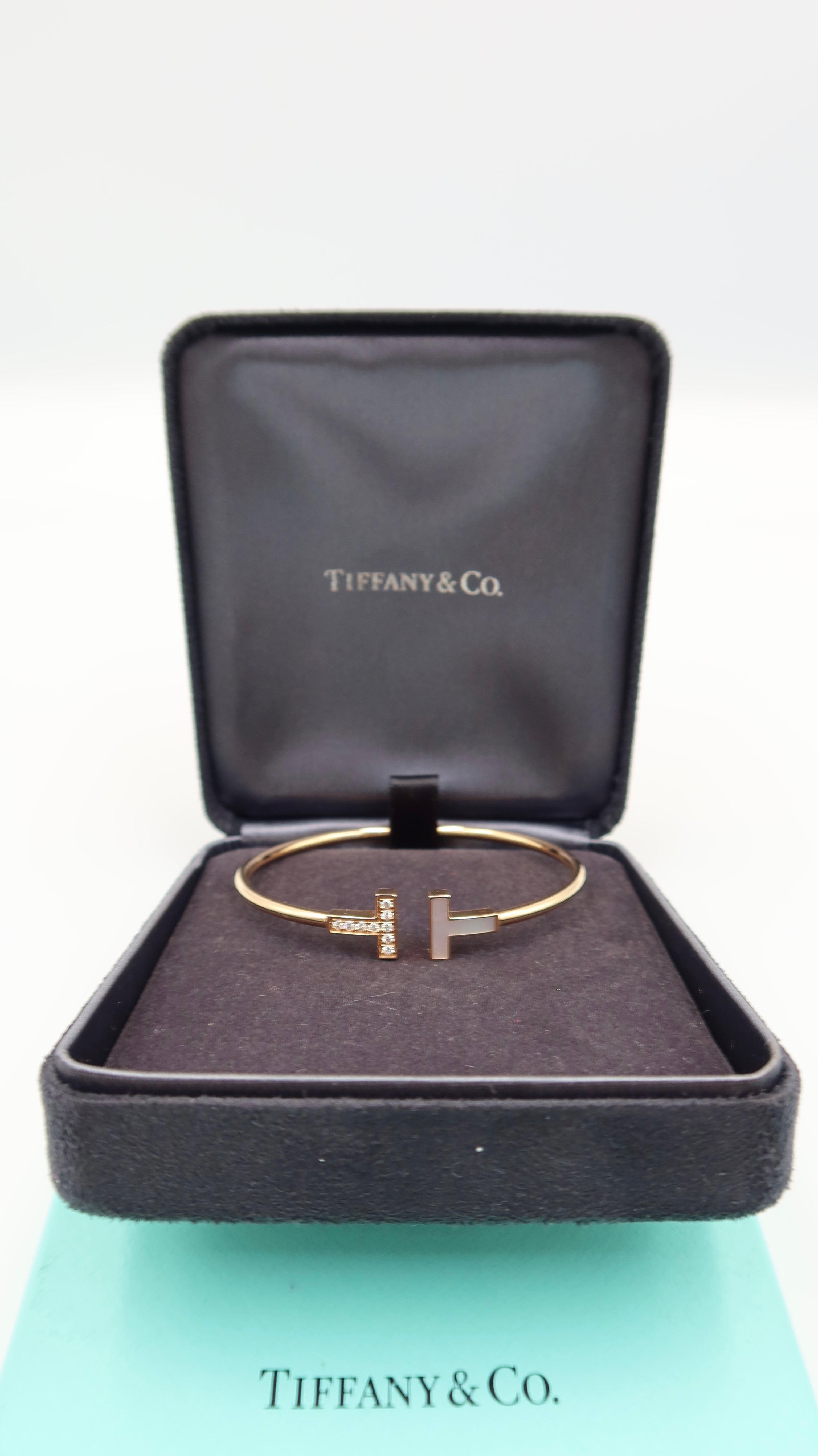 Tiffany & Co Tiffany T Bracelet (RG with Mother of Pearl & Diamonds)