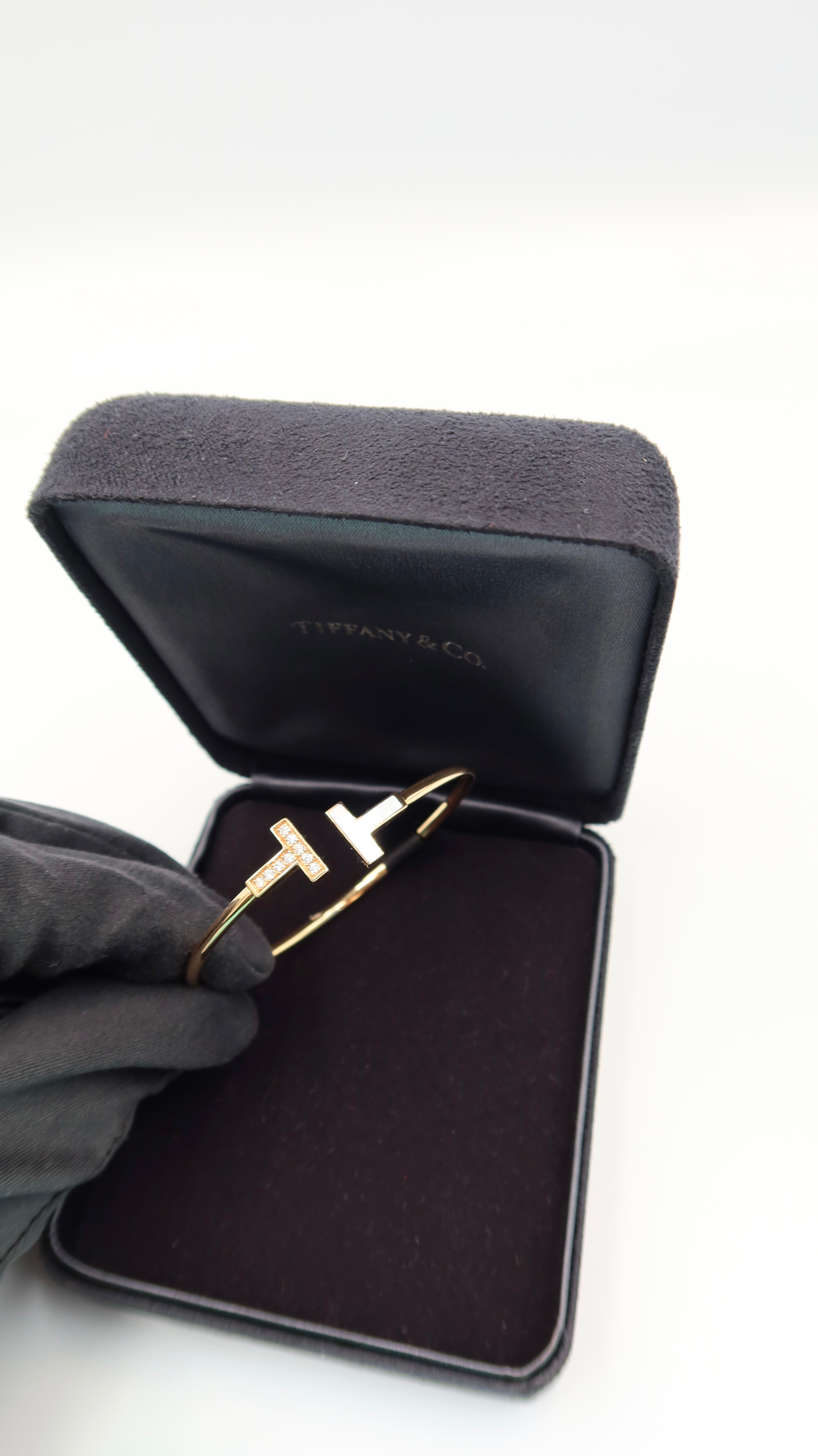 Tiffany & Co Tiffany T Bracelet (RG with Mother of Pearl & Diamonds)