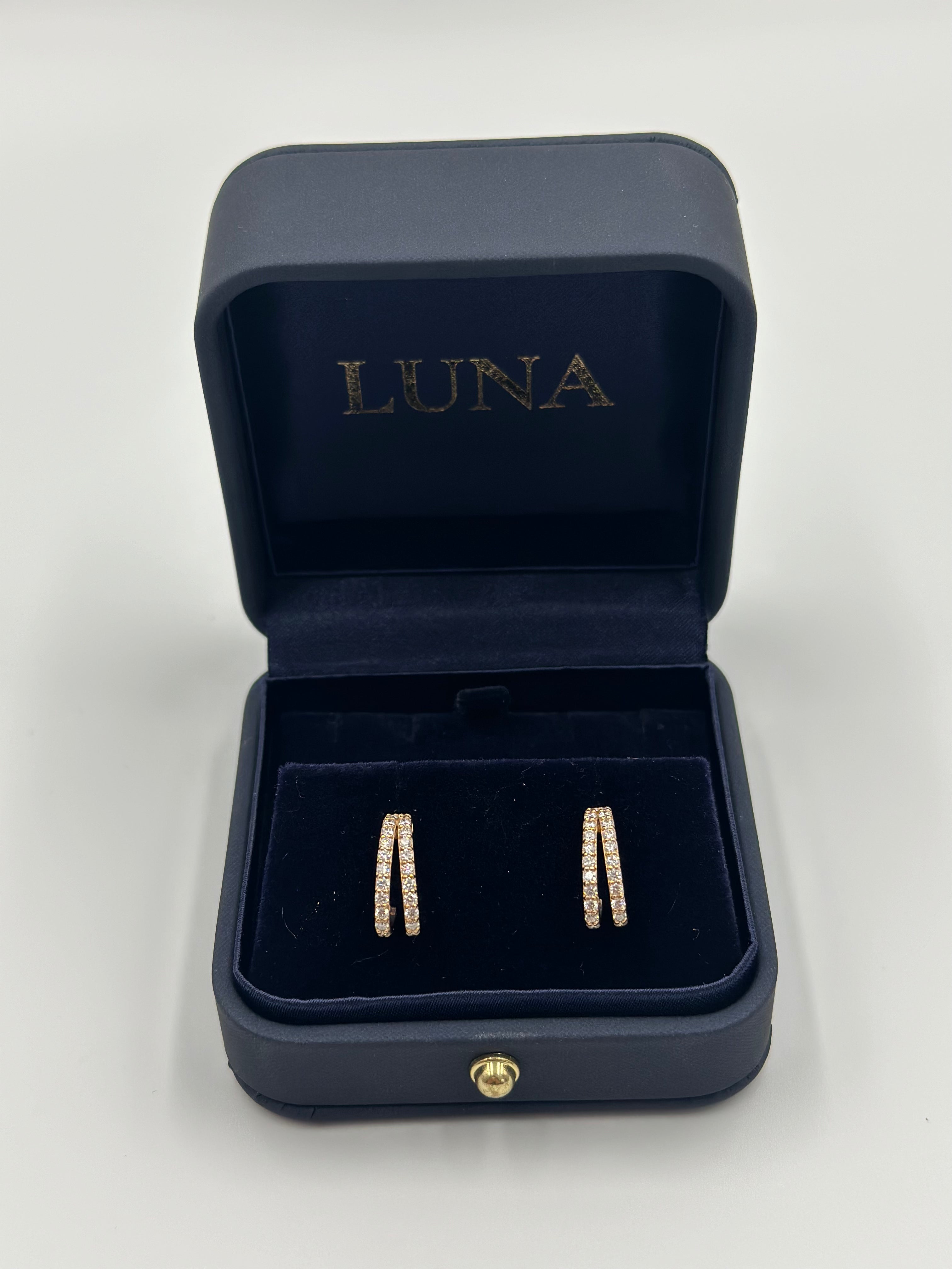 Luna 18ct Double Row Diamond Earrings