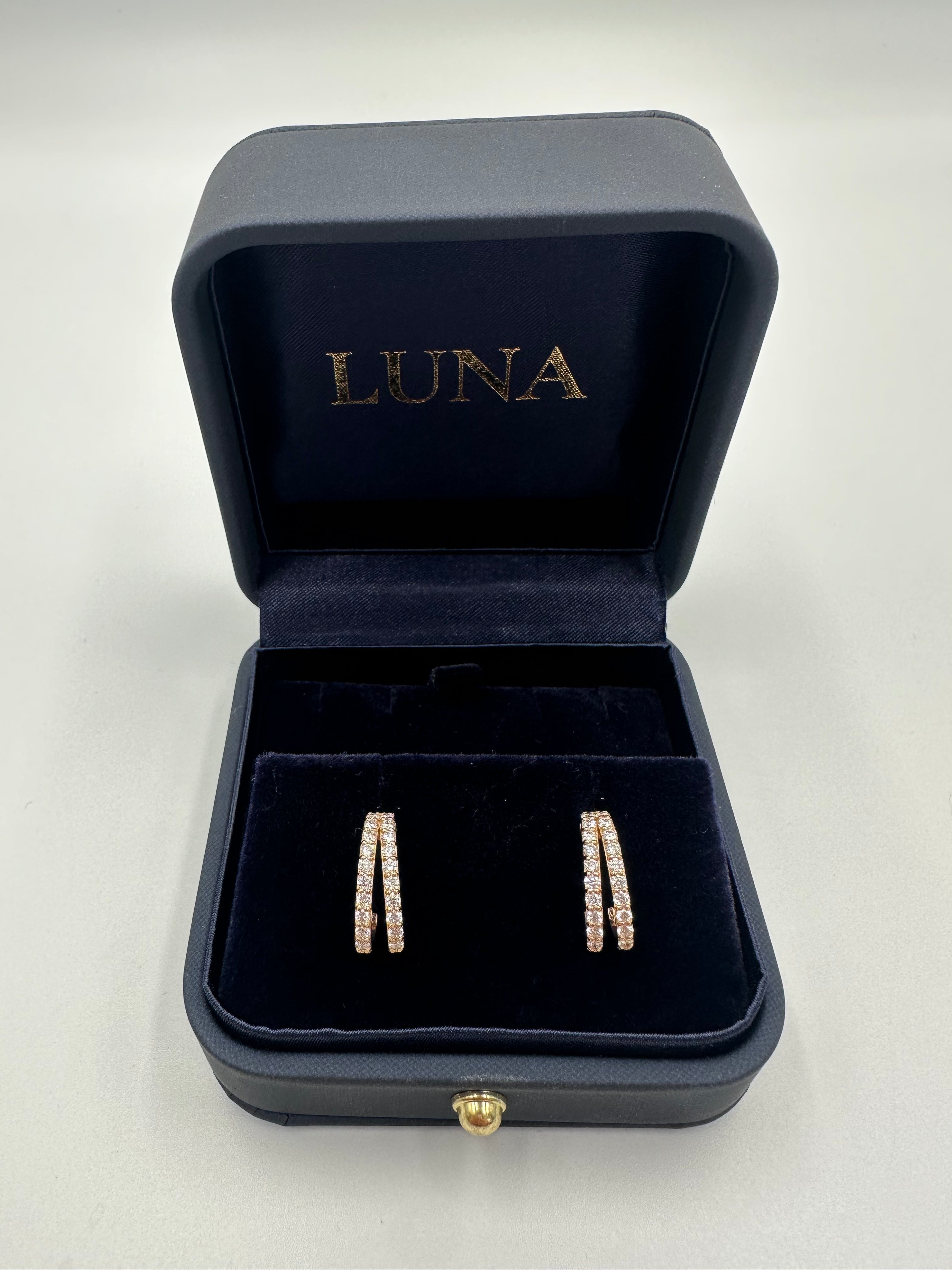 Luna 18ct Double Row Diamond Earrings